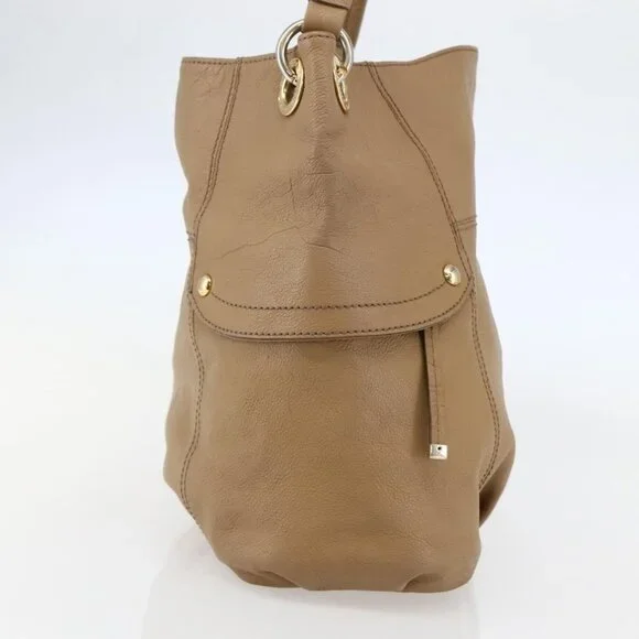 BURBERRY Blue Label Shoulder Bag Leather Beige Gold Auth - Picture 4 of 16